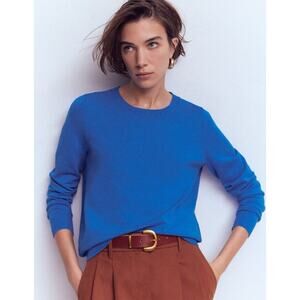 Boden Emilia Cotton Crew Sweater Kingfisher Blue Size M